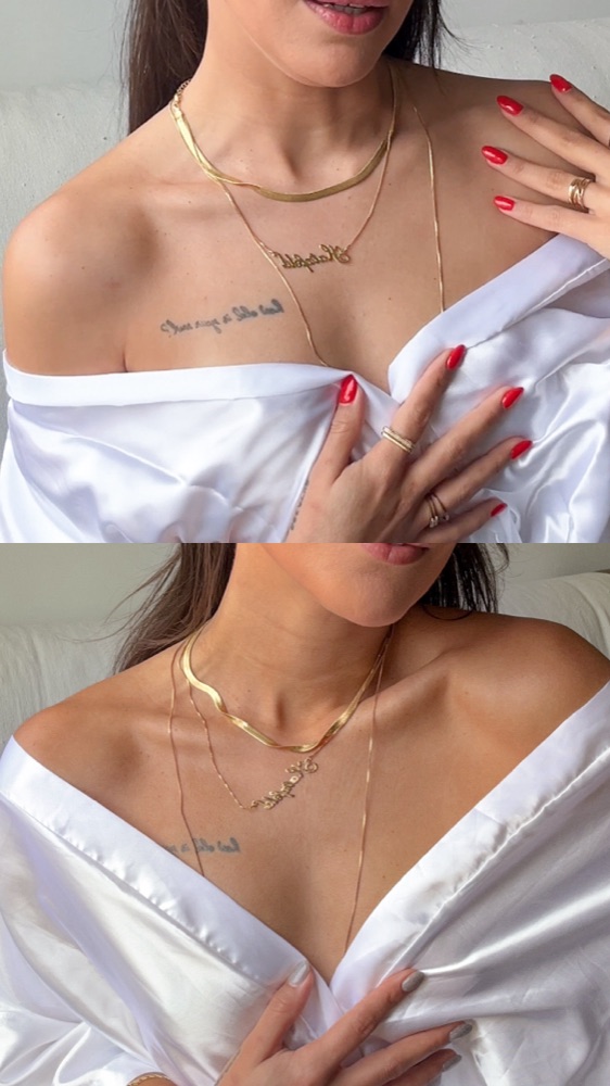 Antes e depois de um enquadramento com colares, em duas fotos